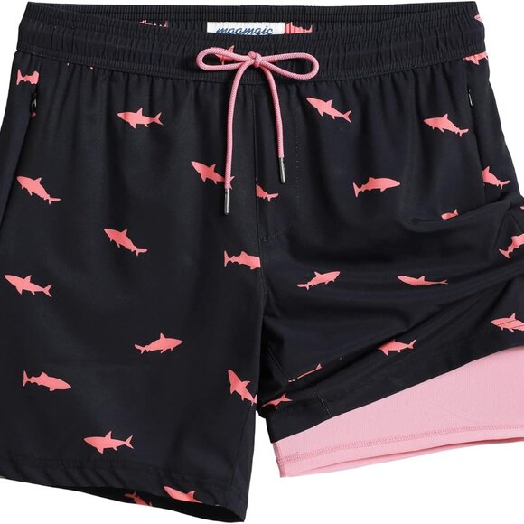 2 in 1 Mens Swim Trunks 7 Inch Swim Shorts Swim Suits Board Shorts